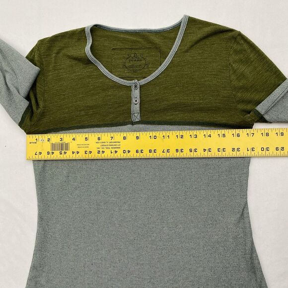 prAna Henley Shirt Womens Large Green Gray Colorblock Long Sleeve Rib Knit - Picture 6 of 8